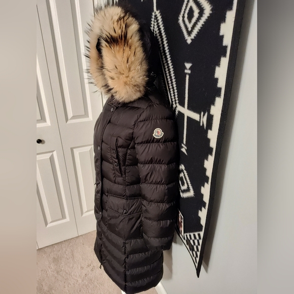 ☃️EUC Authentic Moncler Khloe Down Puffer Coat w/Real Fur Trim Removable Hood, 0 - Picture 9 of 16